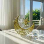 Gold Crescent Moon & Star Decorative Light Ornament