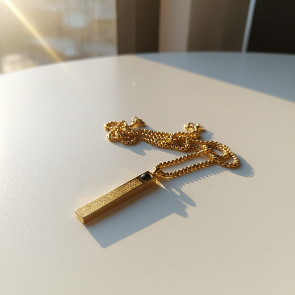 Royal Engraved Arabic Bar Pendant