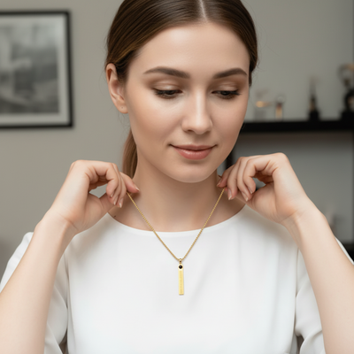 Royal Engraved Arabic Bar Pendant