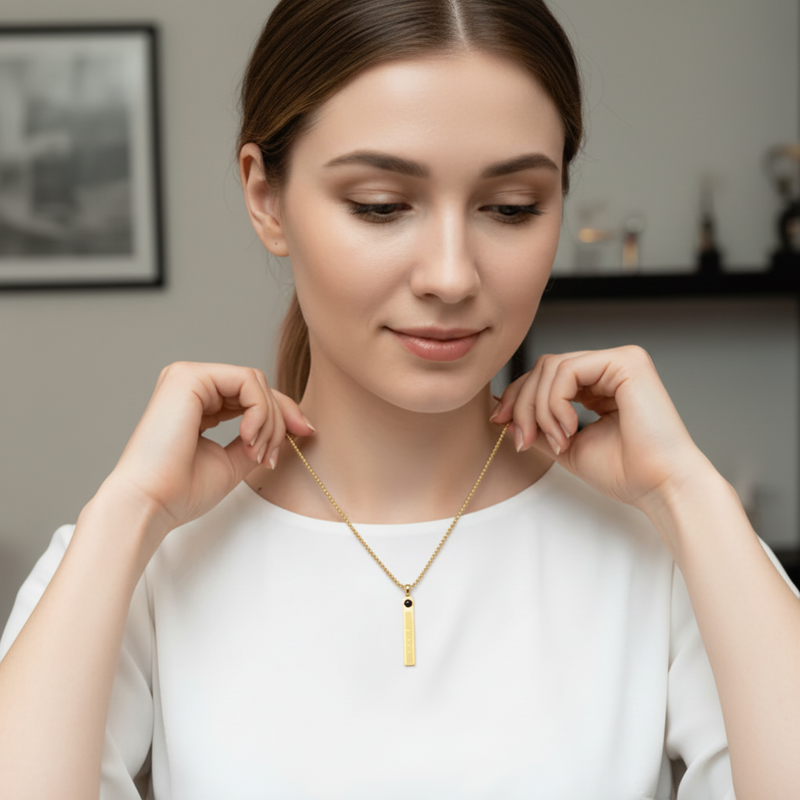 Royal Engraved Arabic Bar Pendant