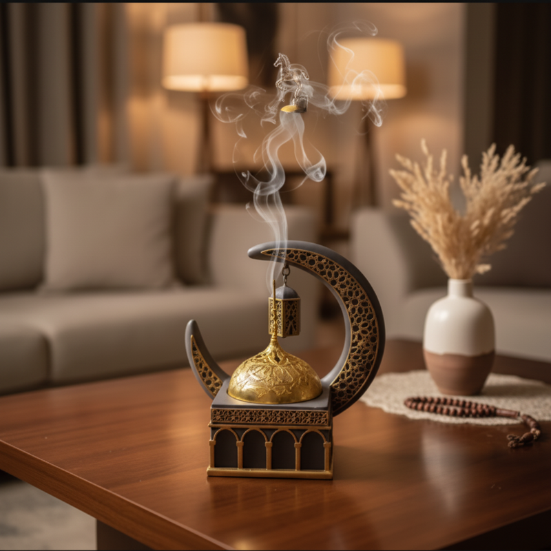 Islamic Crescent Moon & Lantern Decorative Showpiece