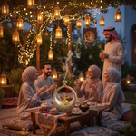 Islamic Round Crescent Frame with Hanging Golden Dome Showpiece