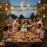 Islamic Round Crescent Frame with Hanging Golden Dome Showpiece