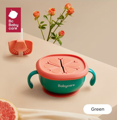 3-in-1 Baby Feeding Snack Soup Bowl with Straw Infant Learning Dish