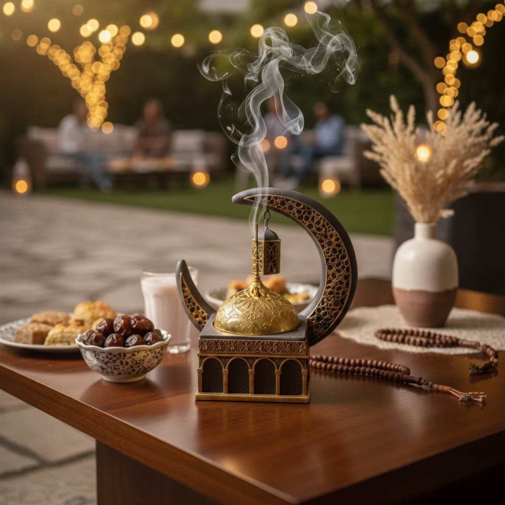 Islamic Crescent Moon & Lantern Decorative Showpiece