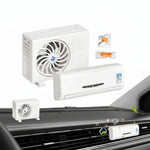 Set of air conditioning units and fans on a white background at Aezoon