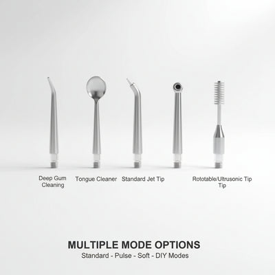 Set of dental tool tips with labels on a white background At Aezoon
