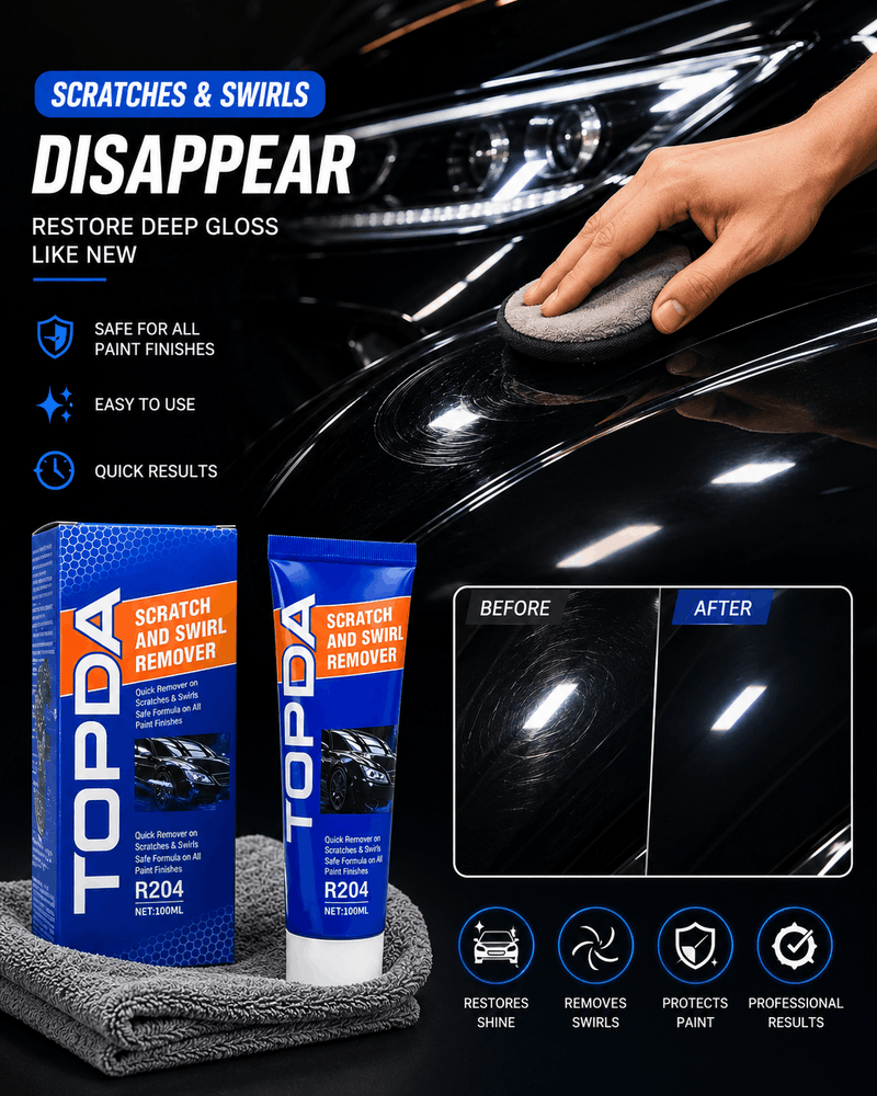 TOPDA R204 Scratch & Swirl Remover for removing car paint scratches, swirl marks, and restoring a glossy finish