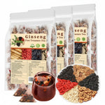 Traditional Chinese Ginseng Five Treasure Tea featuring wolfberry, red dates, and maca for vitality at Aezoon.