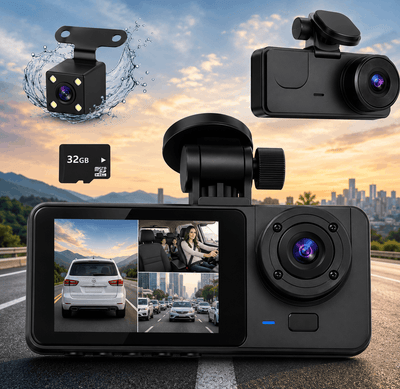 Vehicle BlackBox DVR car dash camera with a 2.0 inch HD LCD display and windshield mount