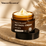 Vibrant Glamour Retinol Cream 30g amber jar for anti-aging, wrinkle reduction, and uneven skin tone treatment