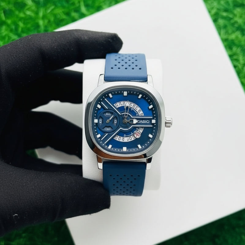 Watch with blue strap on a white background At Aezoon