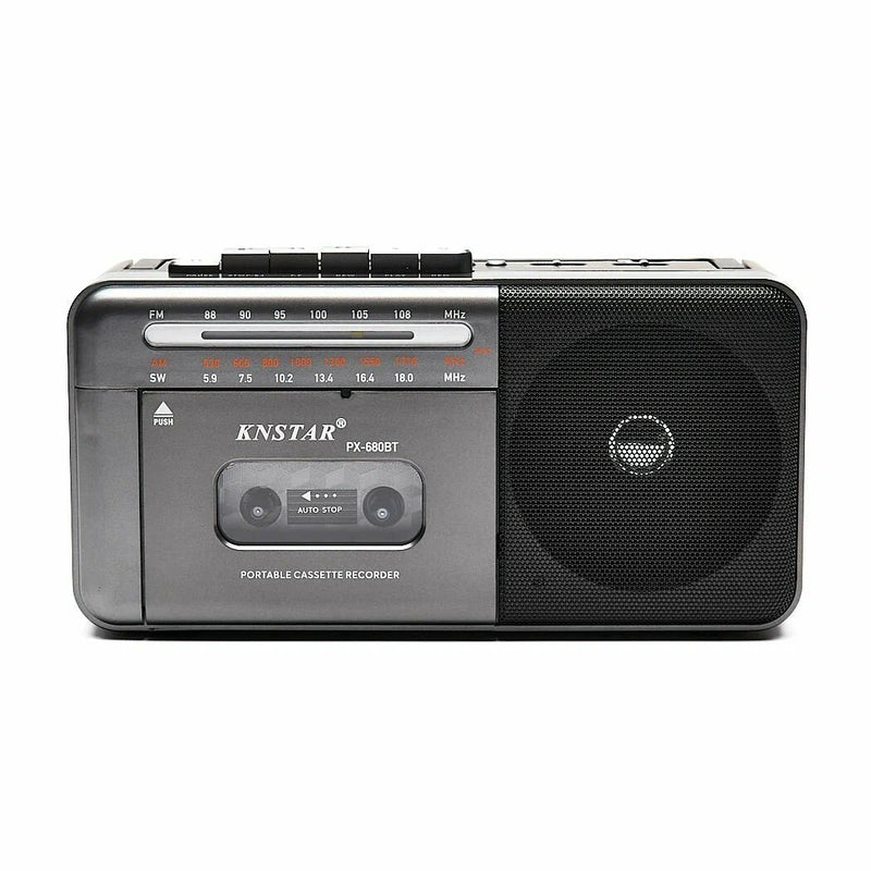 Portable cassette recorder with a visible brand logo on a white background