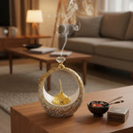 Islamic Round Crescent Frame with Hanging Golden Dome Showpiece