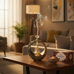 Islamic Round Crescent Frame with Hanging Golden Dome Showpiece