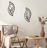 2-Piece Black Leaf & Teardrop Mirror Set – Small Wall Decor