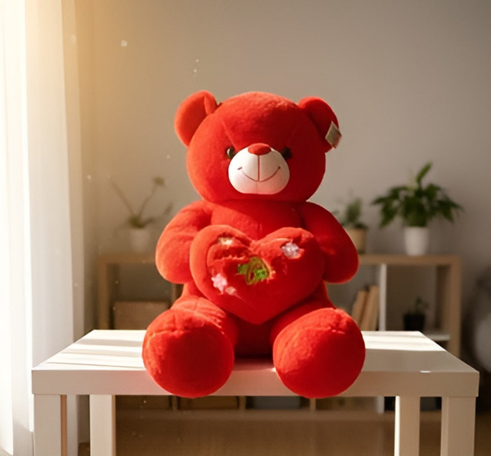 Large Red Love Teddy Bear with Heart Cushion