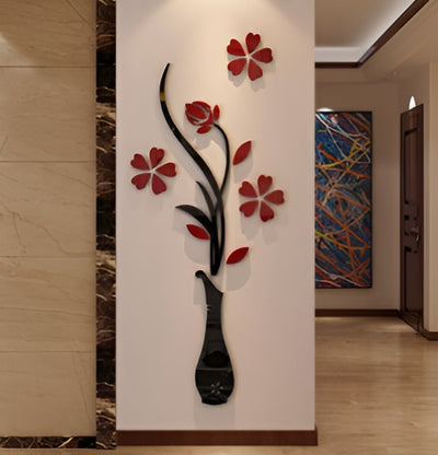 ملصقات جدارية ثلاثية الأبعاد على شكل مزهرية برقوق من الأكريليك، لتزيين جدران غرف المعيشة وغرف النوم وخلفيات التلفزيون (مم).